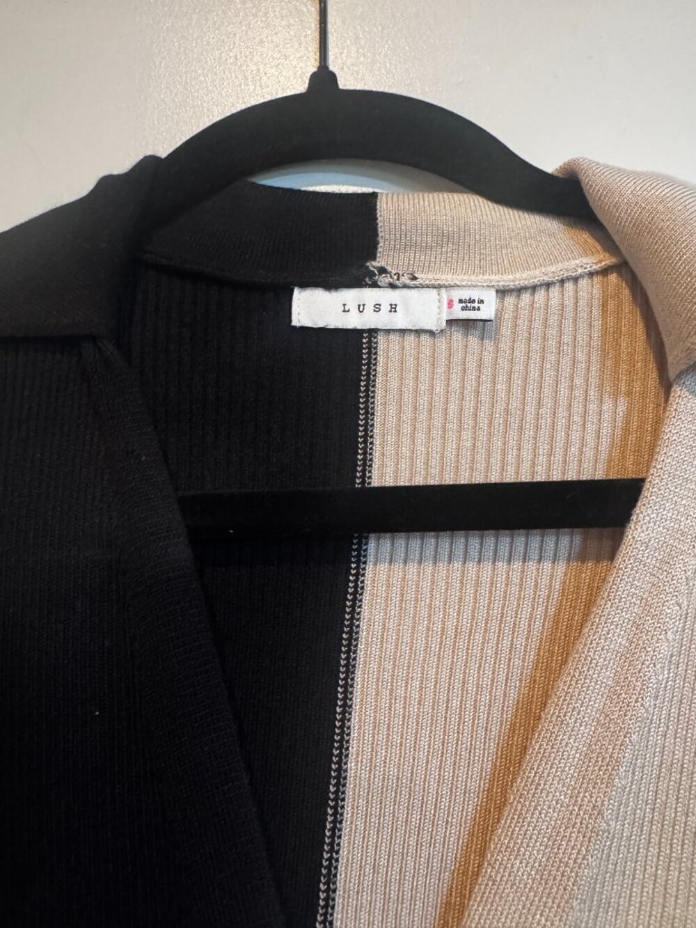 LUSH Black Taupe Colorblock Ribbed Knit Button Front Maxi Dress S - Picture 8 of 8